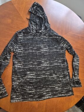 Brooklyn Cloth Mens Black White Abstract Knit Pullover Hoodie Long Sleeve L (21)